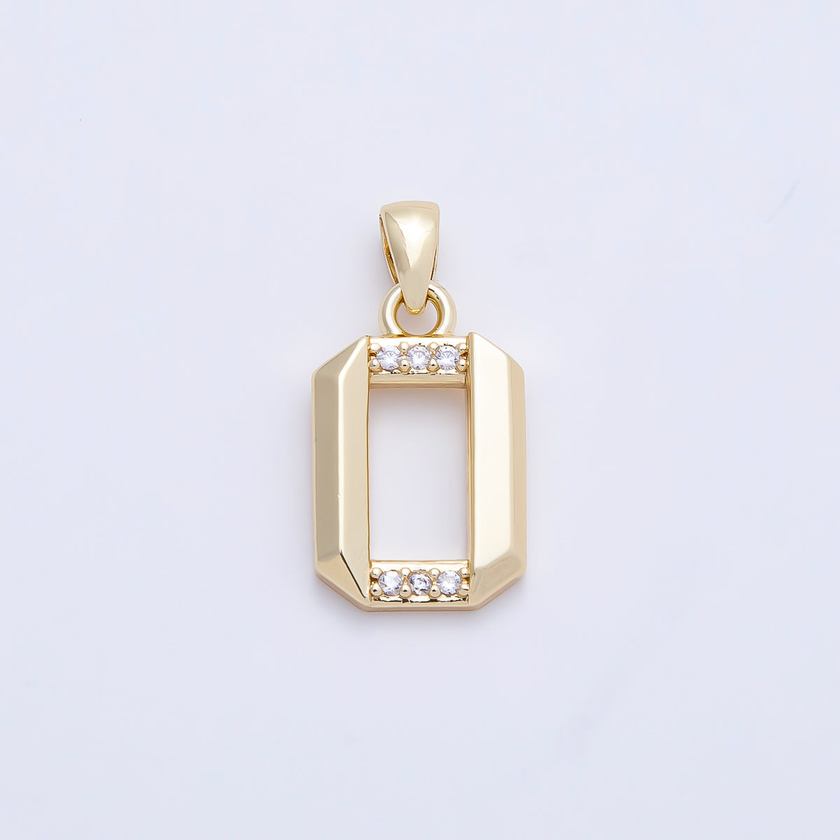 16K Gold Filled 16mm Micro Paved CZ Edged Geometric Number Numerology Charm | Charms-01217 ~ Charms-01226