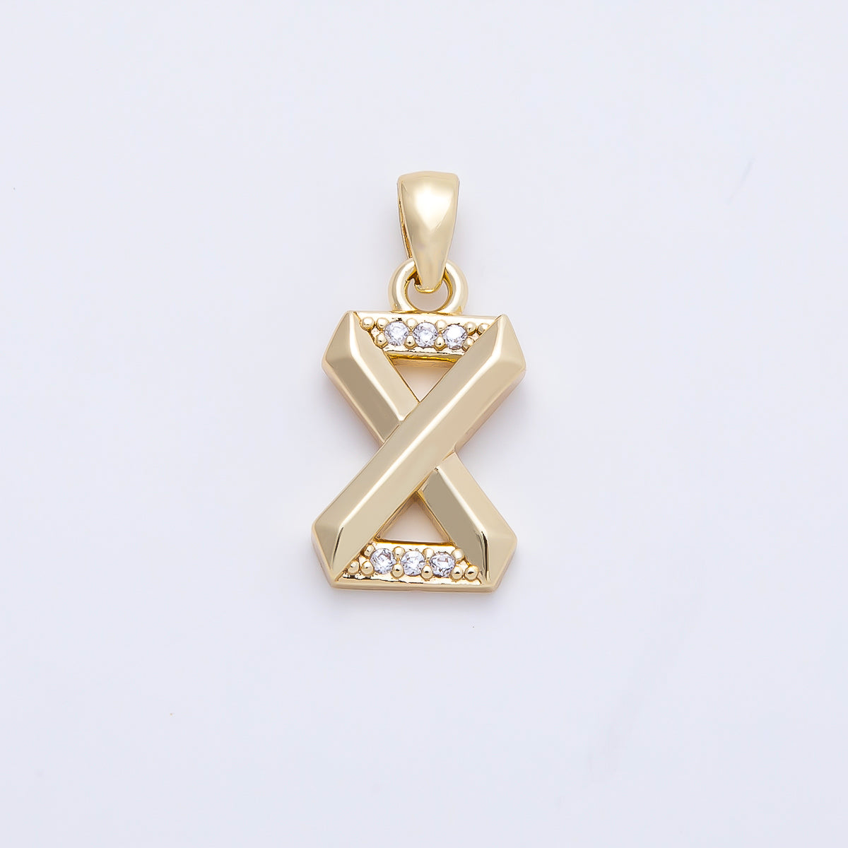 16K Gold Filled 16mm Micro Paved CZ Edged Geometric Number Numerology Charm | Charms-01217 ~ Charms-01226