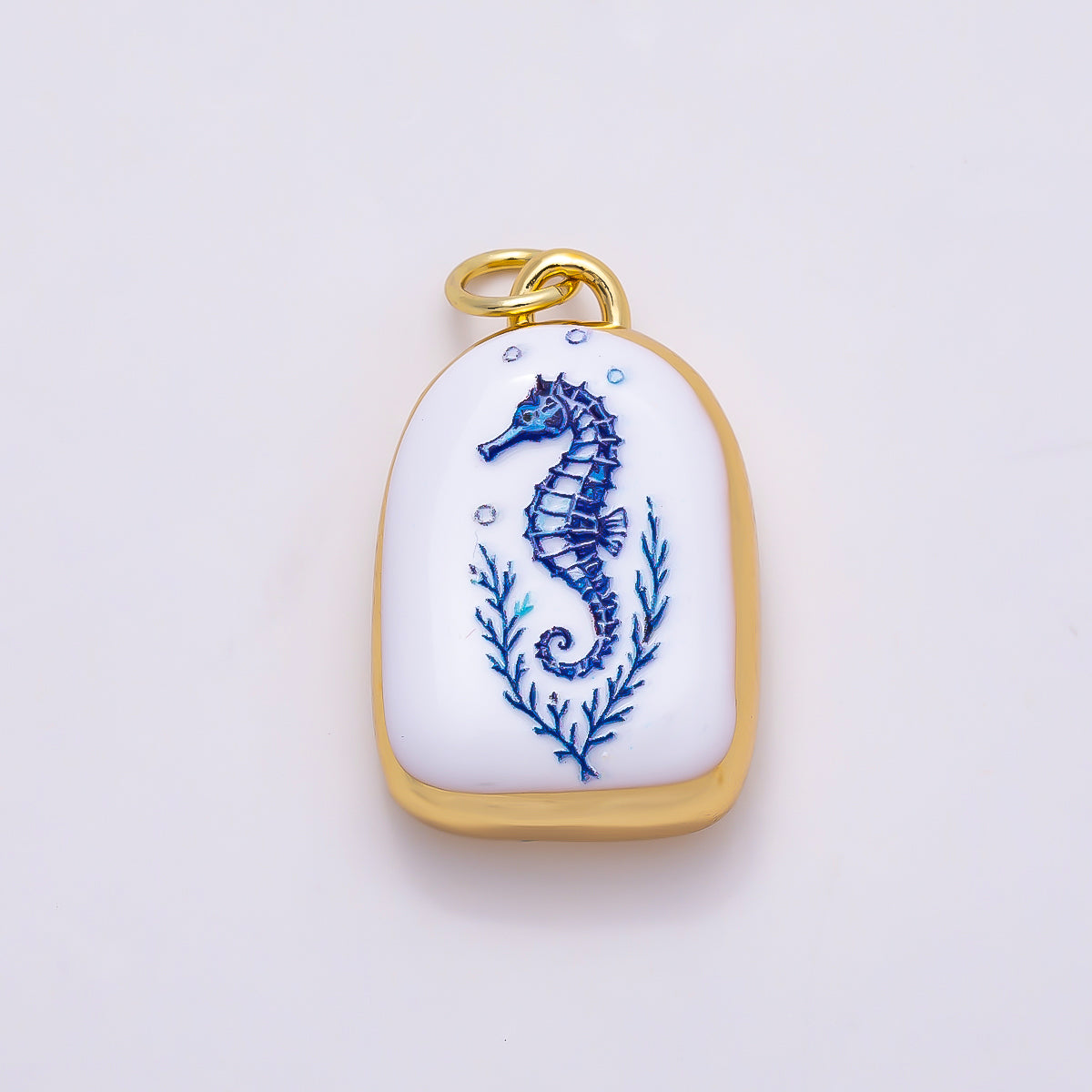 16K Gold Filled 21mm SUMMER Nautical Ocean White Enamel Charm | Charms-01280 ~ Charms-01286