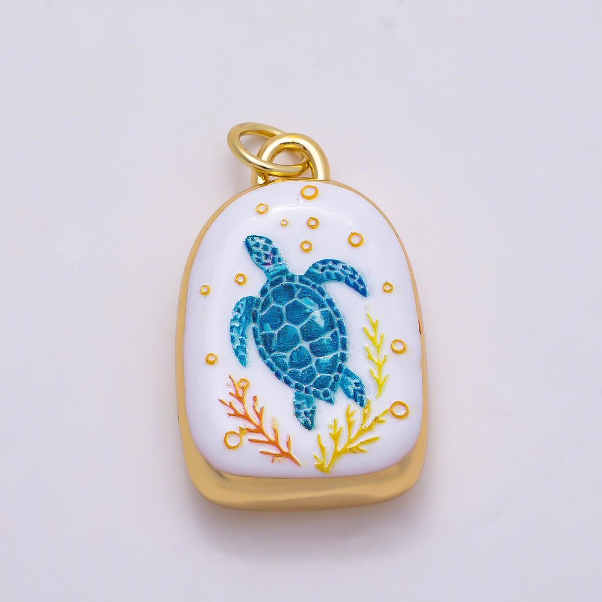 16K Gold Filled 21mm SUMMER Nautical Ocean White Enamel Charm | Charms-01280 ~ Charms-01286