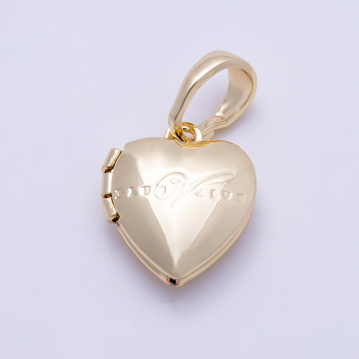 16K Gold Filled 12mm Engraved Chubby Heart Locket Pendant | Charms-01394