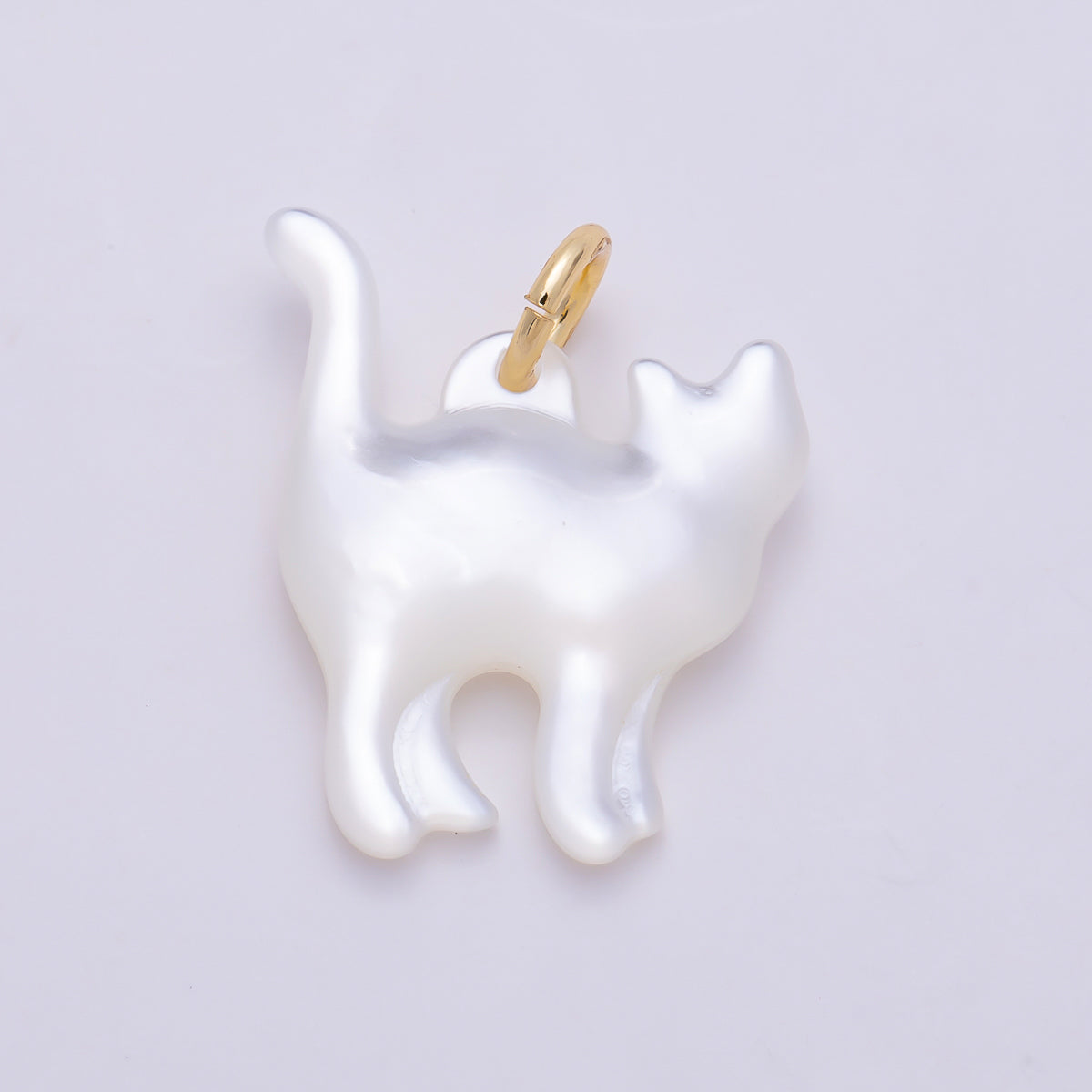 18K Gold Filled 17mm Black, White Shell Pearl Cat Kitten Pet Animal Charm | Charms-01407 Charms-01408
