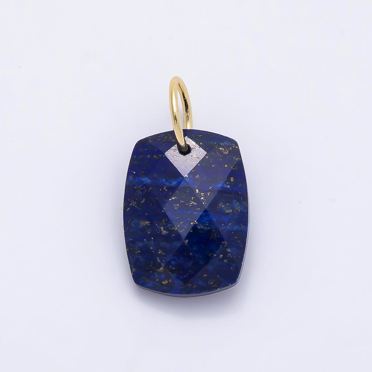 18K Gold Filled 20mm Lapis Lazuli, Turquoise, Rose Quartz, Tiger Eye Multifaceted Gemstone Rectangle Charm | Charms-01421 ~ Charms-01423