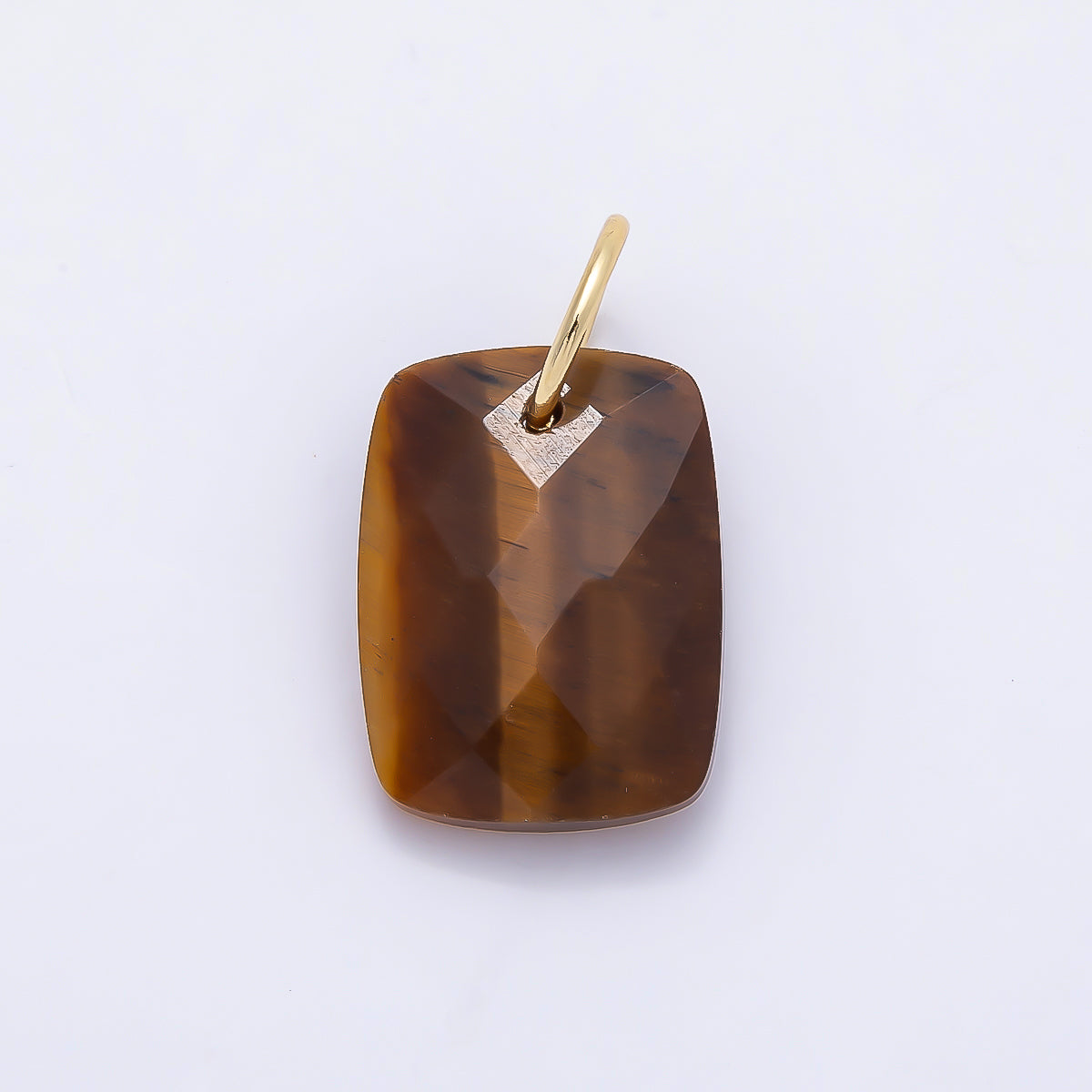 18K Gold Filled 20mm Lapis Lazuli, Turquoise, Rose Quartz, Tiger Eye Multifaceted Gemstone Rectangle Charm | Charms-01421 ~ Charms-01423