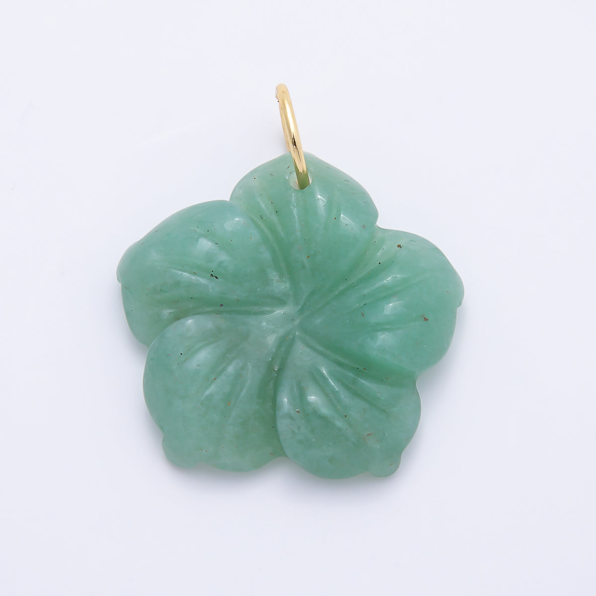 Stainless Steel 30mm White Quartz, Aventurine, Rose Quartz Gemstone Flower Charm | Charms-01425