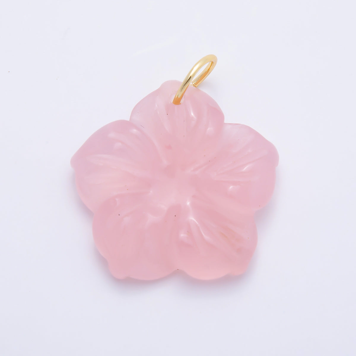 Stainless Steel 30mm White Quartz, Aventurine, Rose Quartz Gemstone Flower Charm | Charms-01425