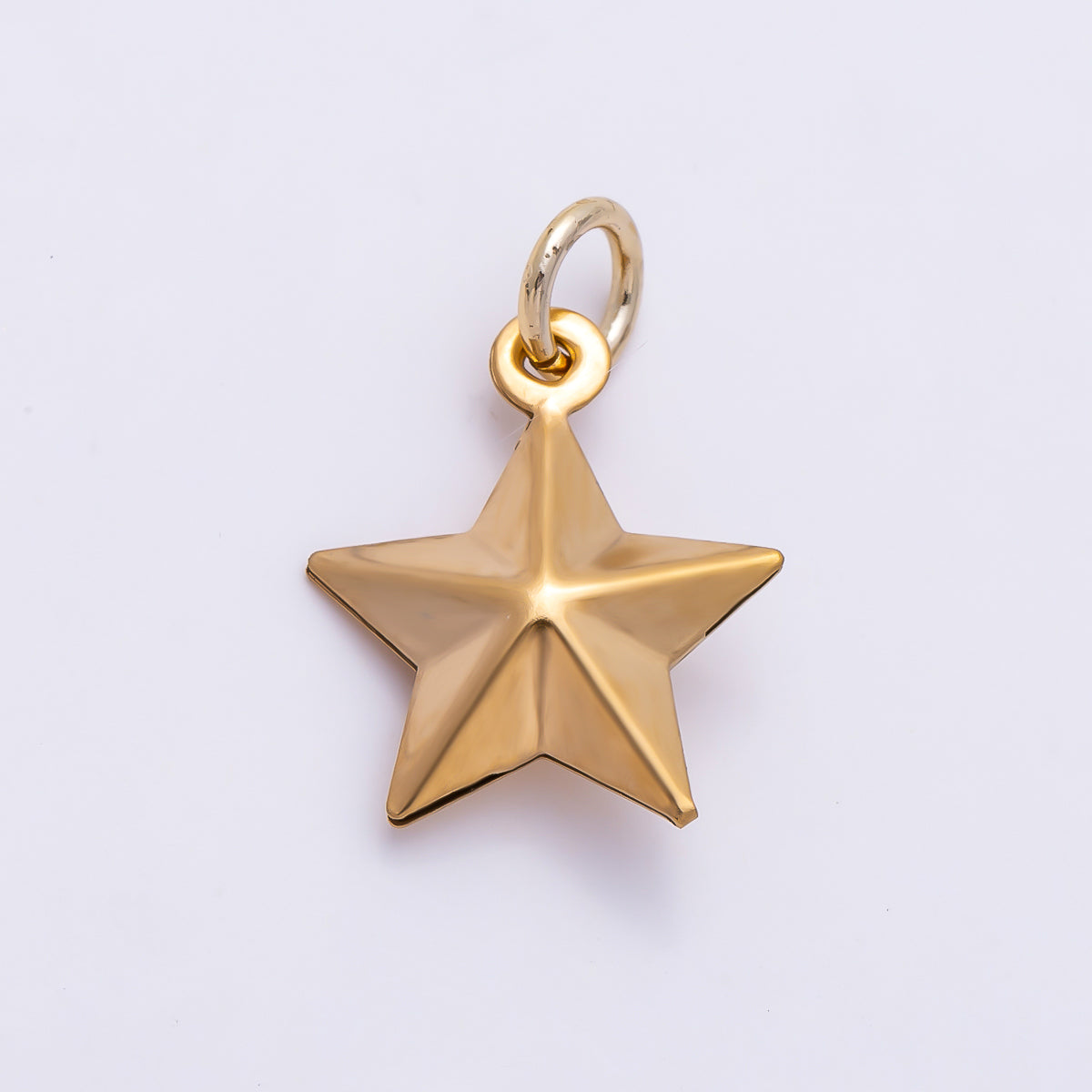PVD Gold Stainless Steel 14.5mm Celestial Star 3D Multidimensional Charm | Charms-01433