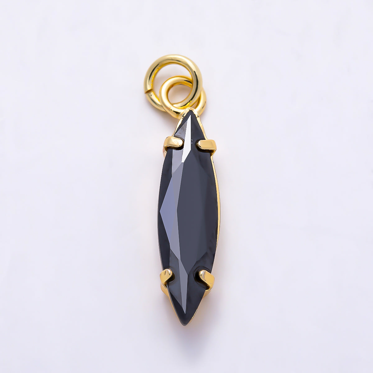 16K Gold Filled 14mm, 18mm Clear, Black CZ Marquise Charm in Gold & Silver | Charms-01457 ~ Charms-01462