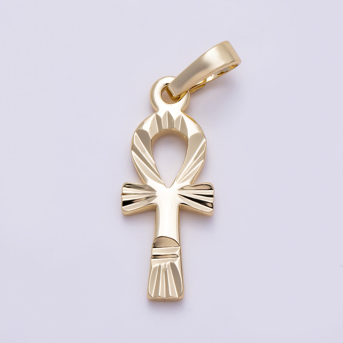 16K Gold Filled 25mm Edged Minimalist Religious Ankh Cross Charm | Charms-01479
