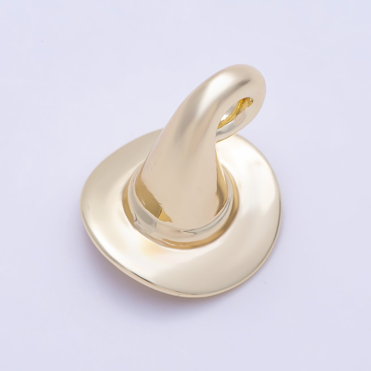 16K Gold Filled 18mm Minimalist Halloween Witch Hat 3D Multidimensional Pendant | Charms-01486
