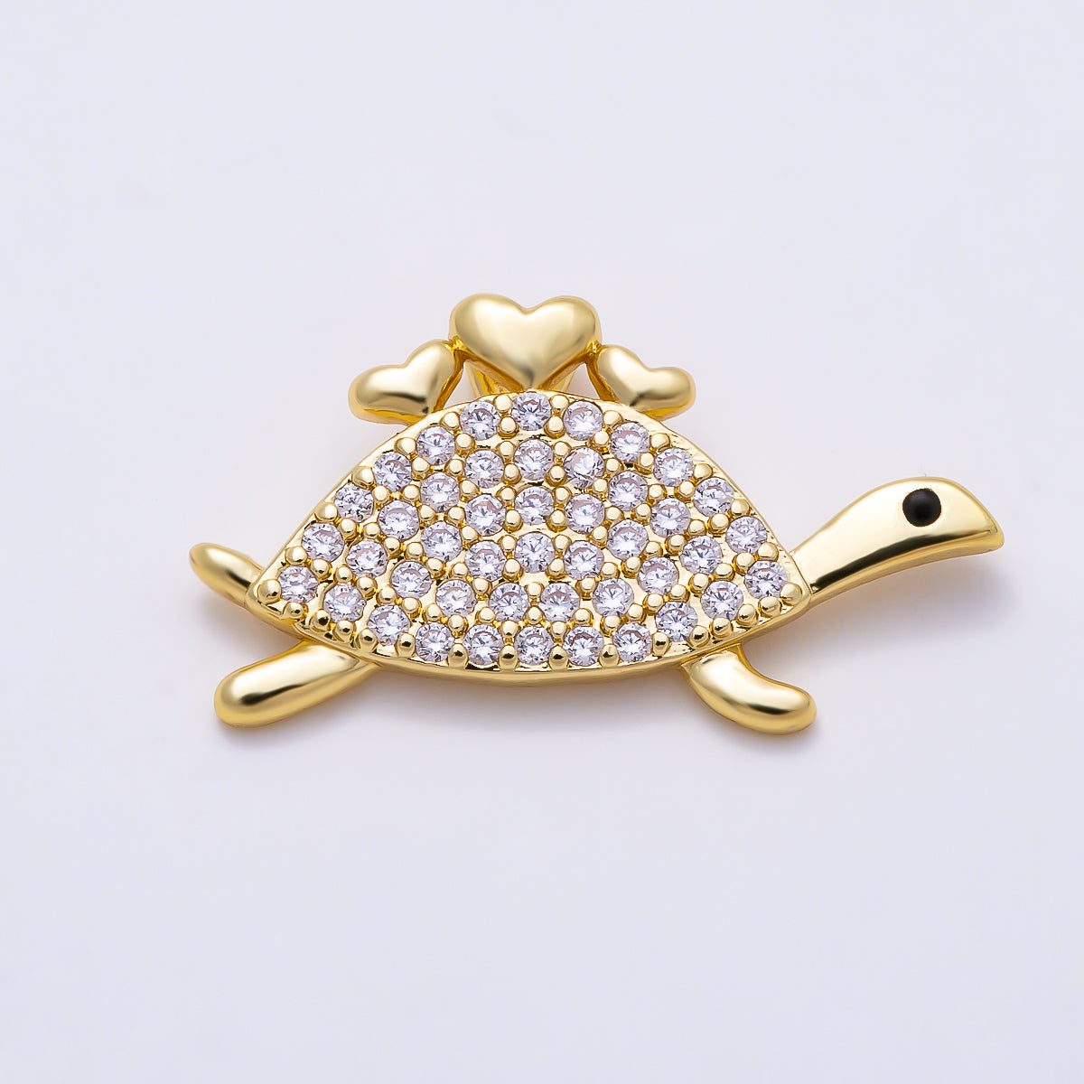 16K Gold Filled 21mm Micro Paved CZ Turtle Sea Animal Pendant | Charms-01509