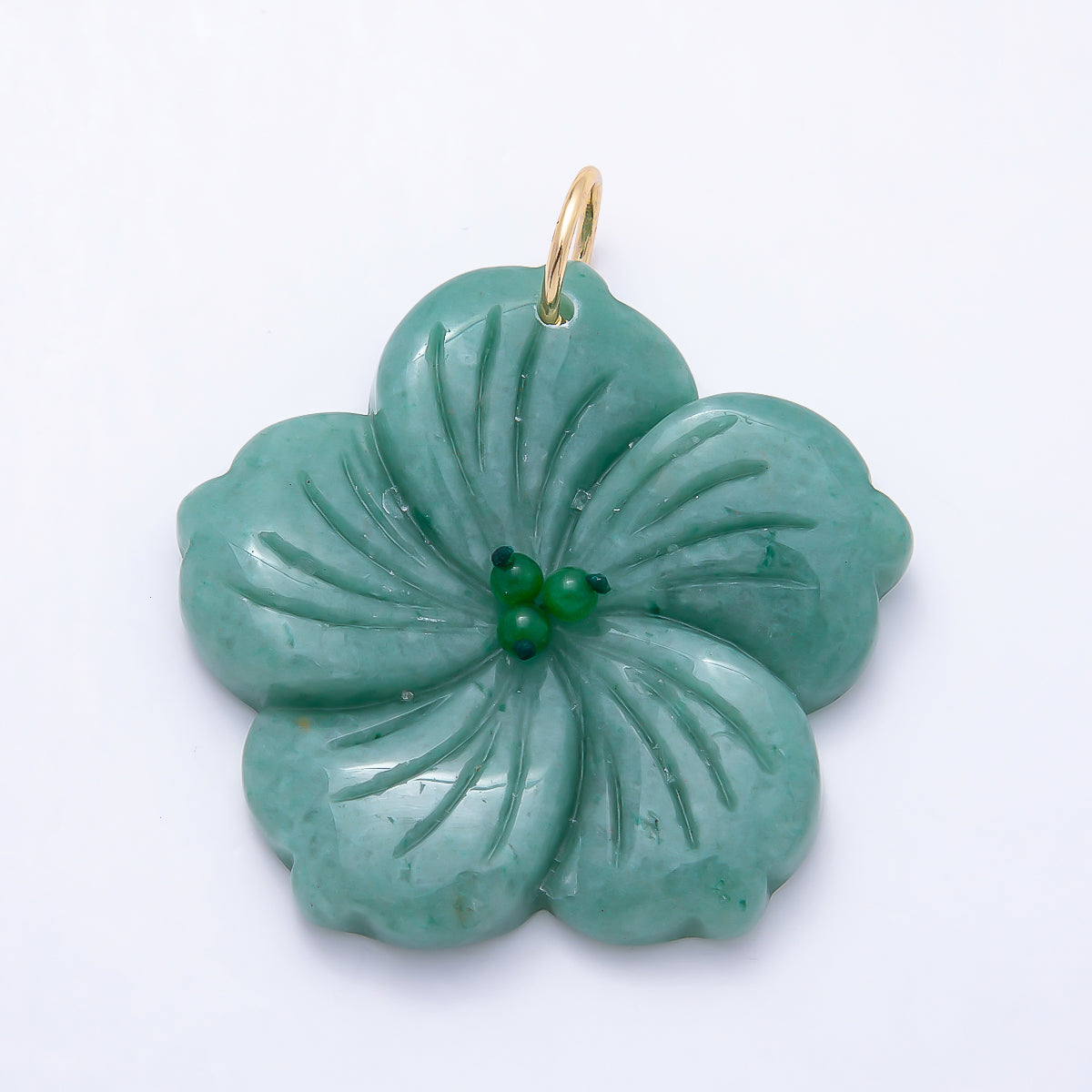 16K Gold Filled 50mm Carnelian, Aventurine, Tiger Eye, Turquoise, Rose Quartz Gemstone Flower Charm | Charms-01548 ~ Charms-01552