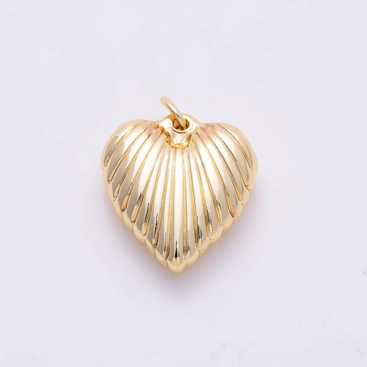 Stainless Steel PVD 17mm Ribbed Heart Padlock Charm in Gold & Silver | Charms-01580 Charms-01581