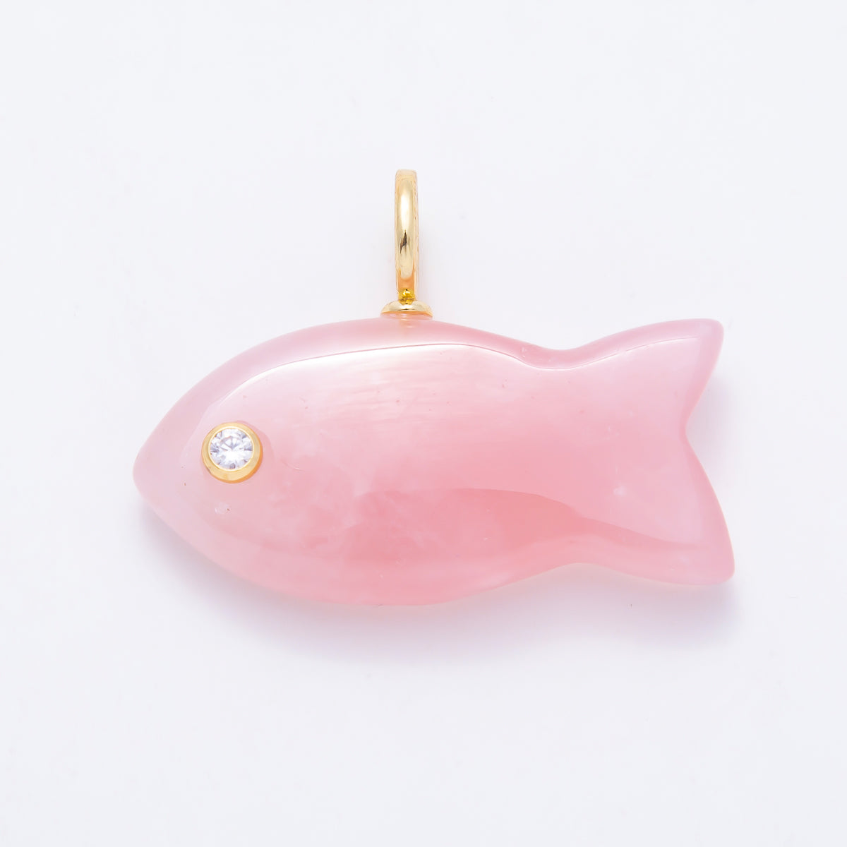 SUMMER 16K Gold Filled 40mm CZ Gemstone Fish Charm | Charms-01594
