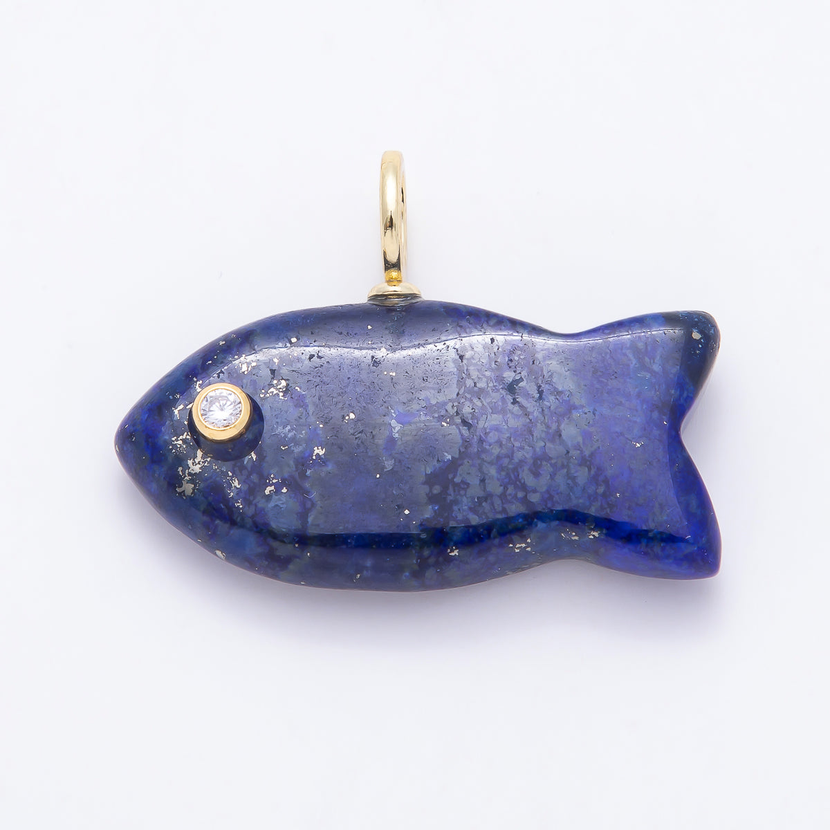 SUMMER 16K Gold Filled 40mm CZ Gemstone Fish Charm | Charms-01594