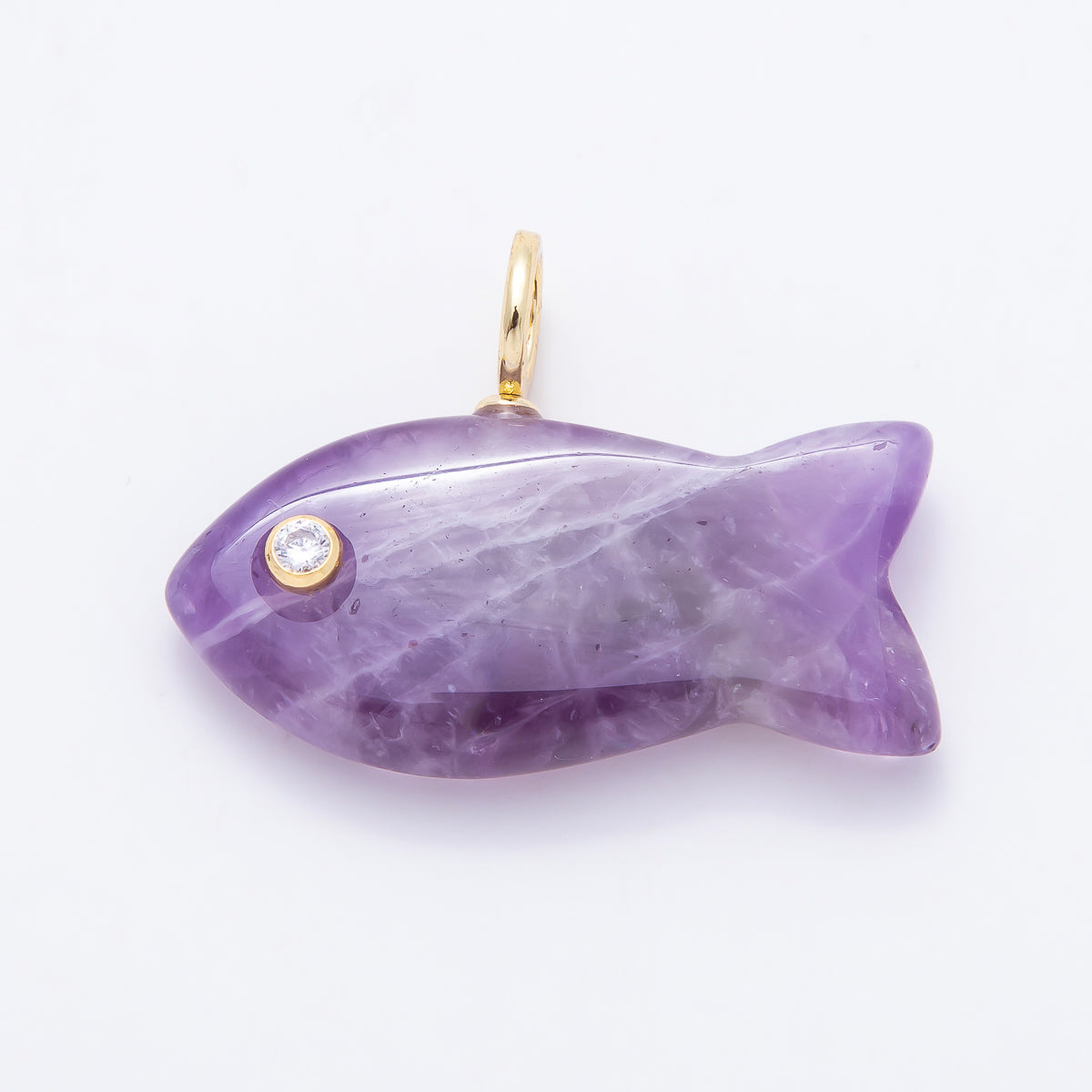 SUMMER 16K Gold Filled 40mm CZ Gemstone Fish Charm | Charms-01594