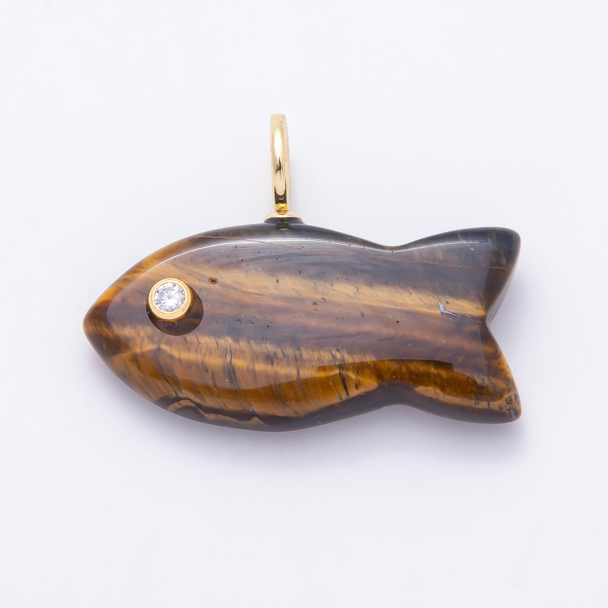 SUMMER 16K Gold Filled 40mm CZ Gemstone Fish Charm | Charms-01594