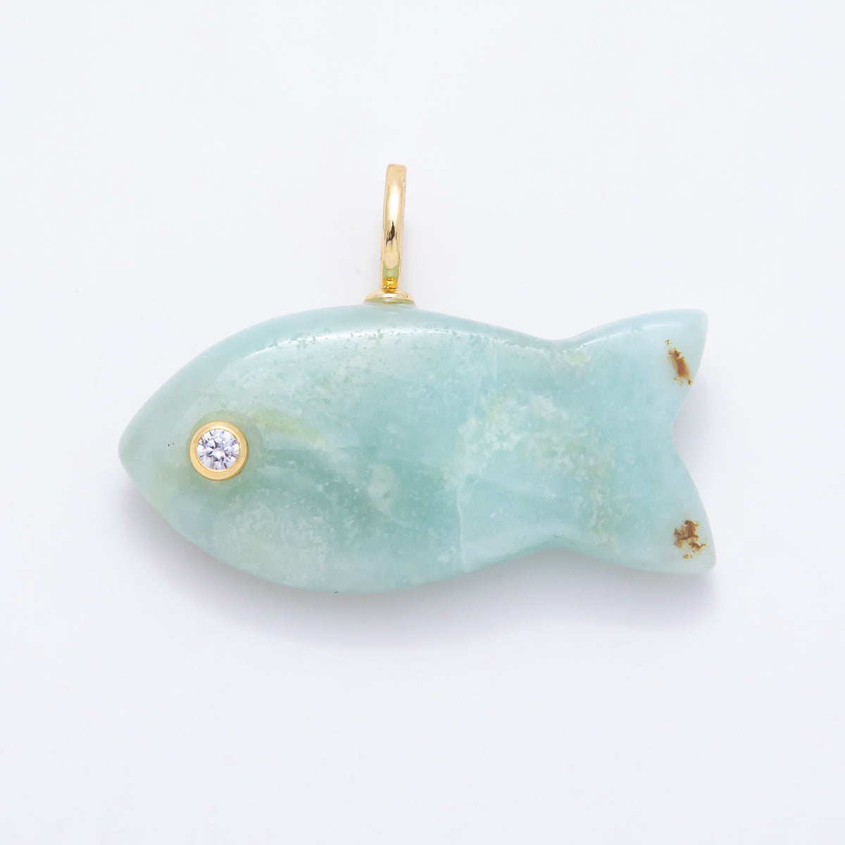 SUMMER 16K Gold Filled 40mm CZ Gemstone Fish Charm | Charms-01594
