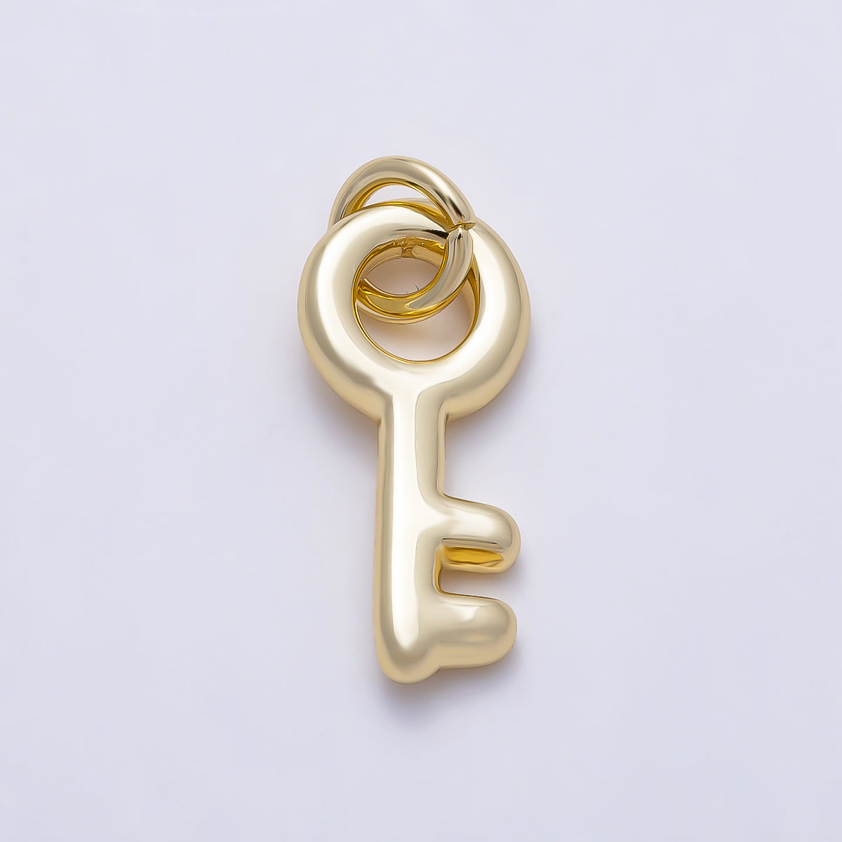 16K Gold Filled 15mm Minimalist Puffy Skeleton Key Charm | Charms-01635