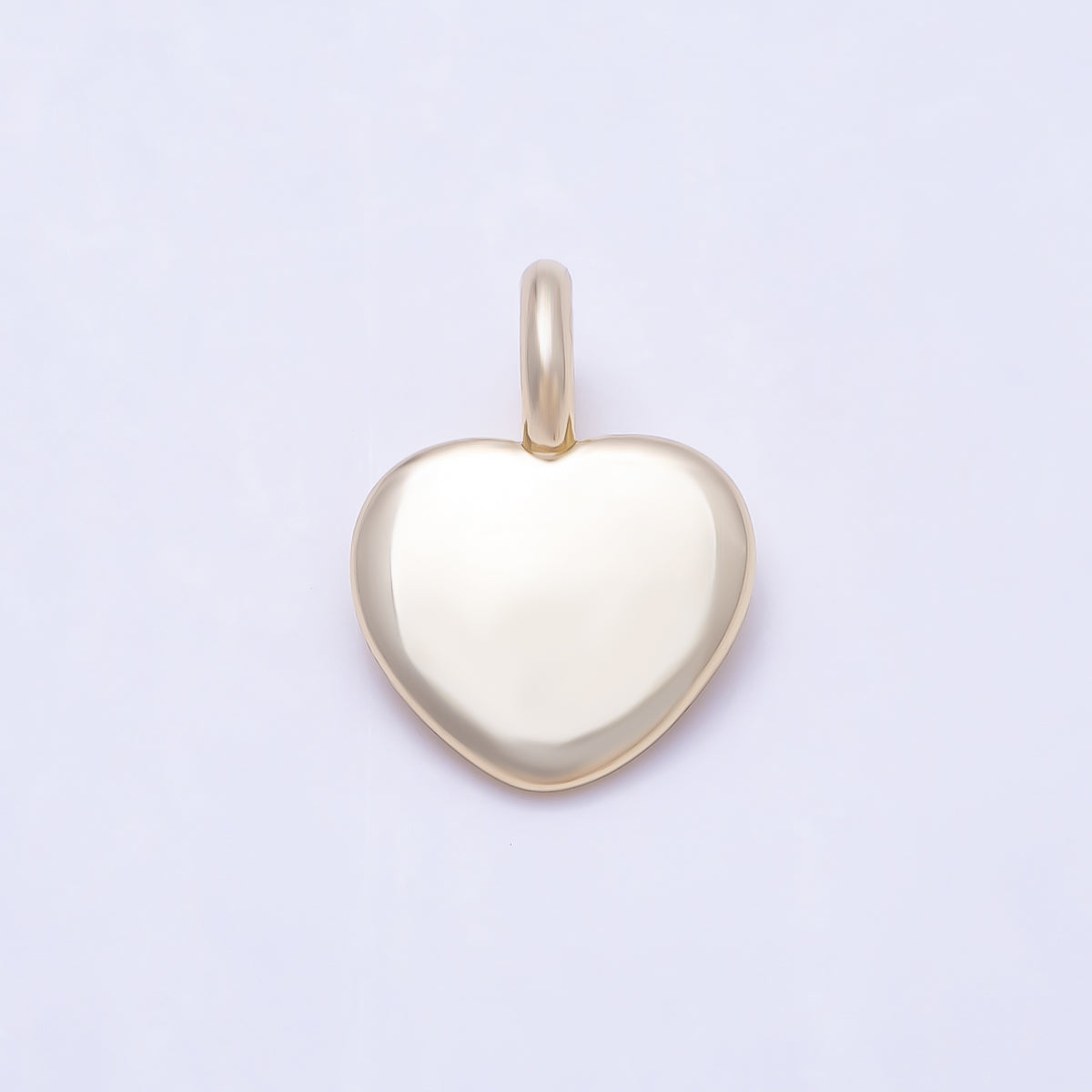 16K Gold Filled 12mm Minimalist Smooth Plain Puffy Heart Charm | Charms-01645