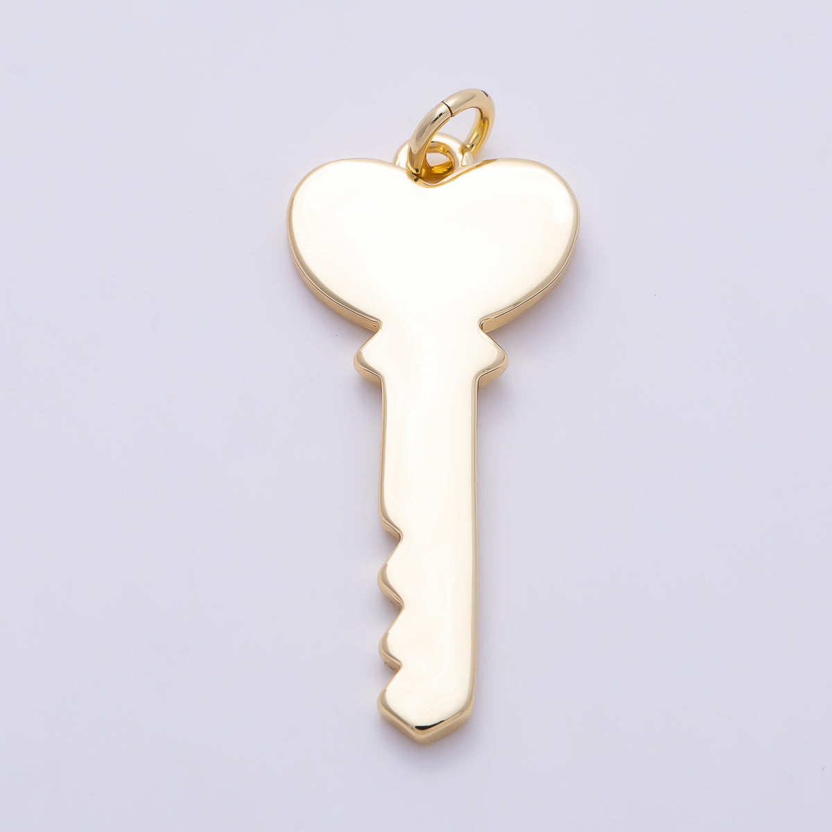 16K Gold Filled 30mm Minimalist Plain Heart Bow Key Charm | Charms-01647