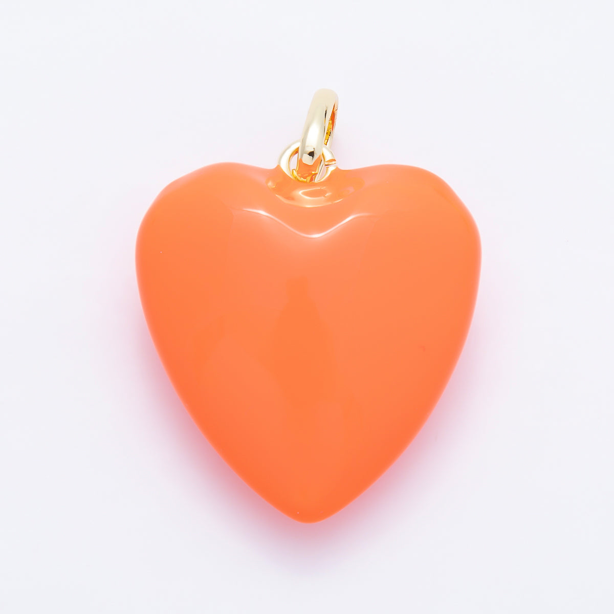 16K Gold Filled 36mm Colorful Glossy Enamel Puffy Heart Pendant | Charms-01668 - Charms-01675