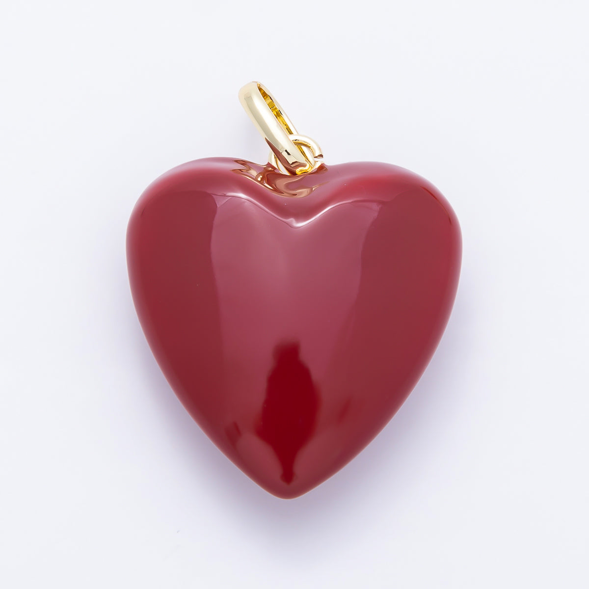 16K Gold Filled 36mm Colorful Glossy Enamel Puffy Heart Pendant | Charms-01668 - Charms-01675