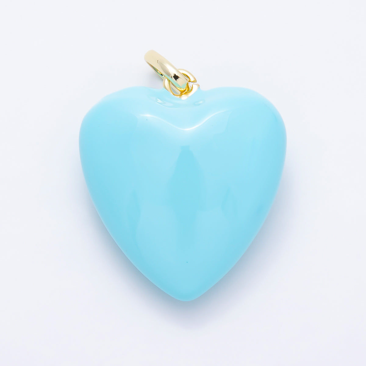 16K Gold Filled 36mm Colorful Glossy Enamel Puffy Heart Pendant | Charms-01668 - Charms-01675