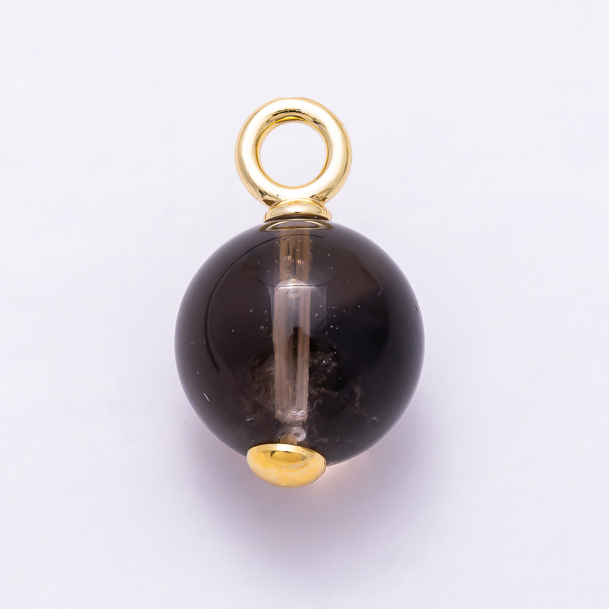 16K Gold Filled 25mm Round Smokey Quartz Ball Pendant | Charms-01680