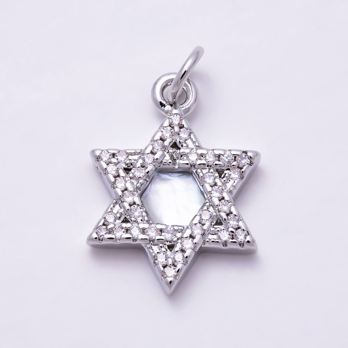 Silver Micro Paved CZ Hexagram Star Charm | Charms-01682