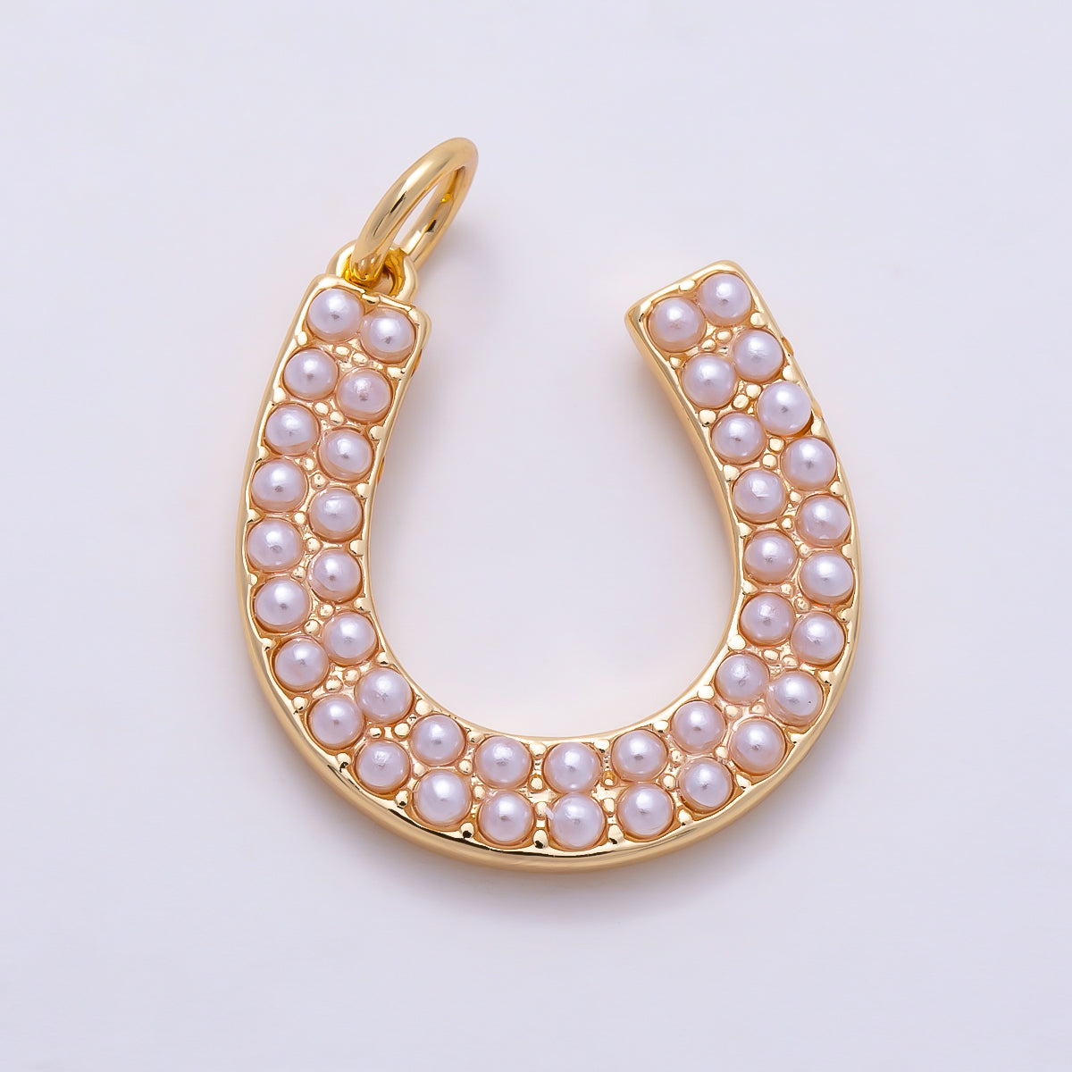 16K Gold Filled 18mm Double-Row Shell Pearl Horseshoe Lucky Charm | Charms-01688 - Charms-01689