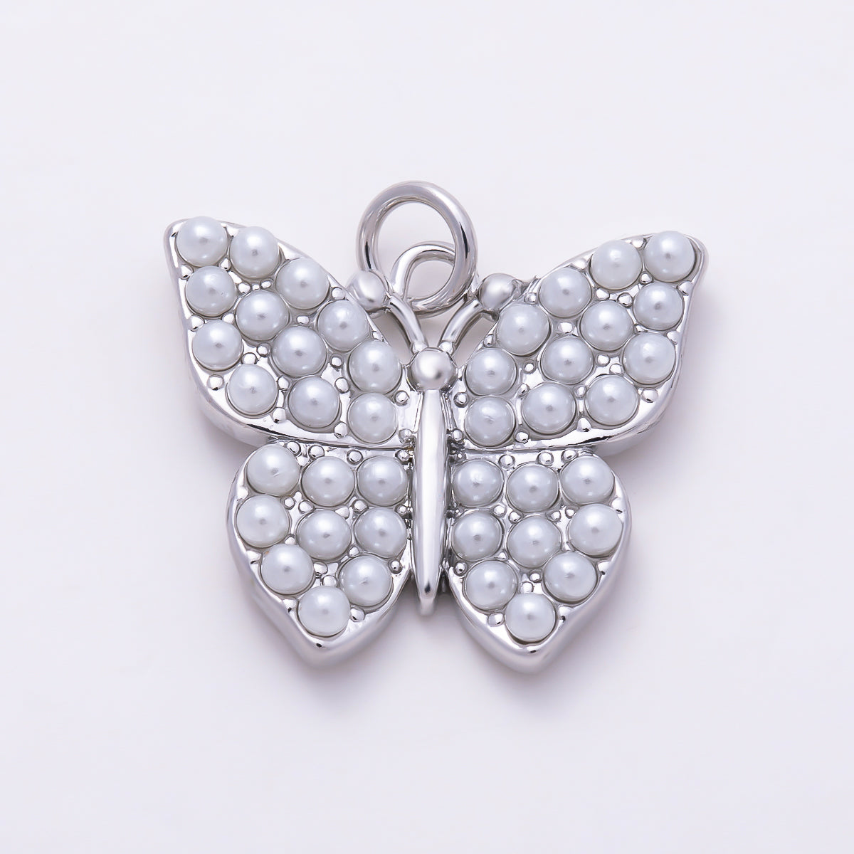 16K Gold Filled 20mm Shell Pearl Encrusted Butterfly Mariposa Charm | Charms-01690 - Charms-01691