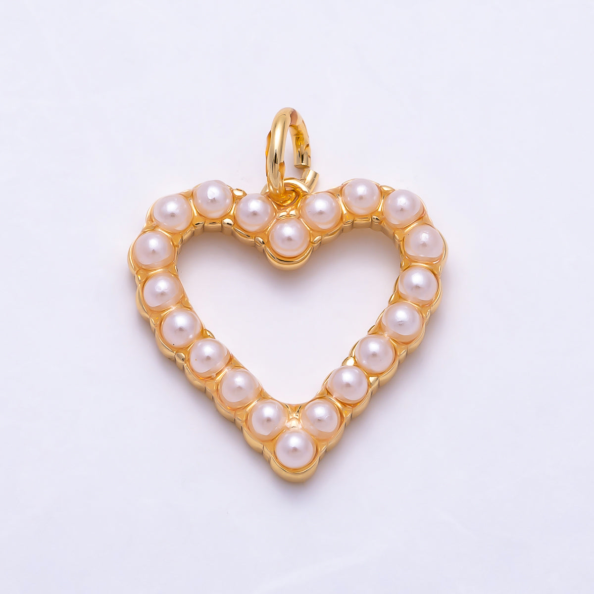 16K Gold Filled 16mm Openwork Love Heart Shell Pearl Frame Charm | Charms-01692 - Charms-01693