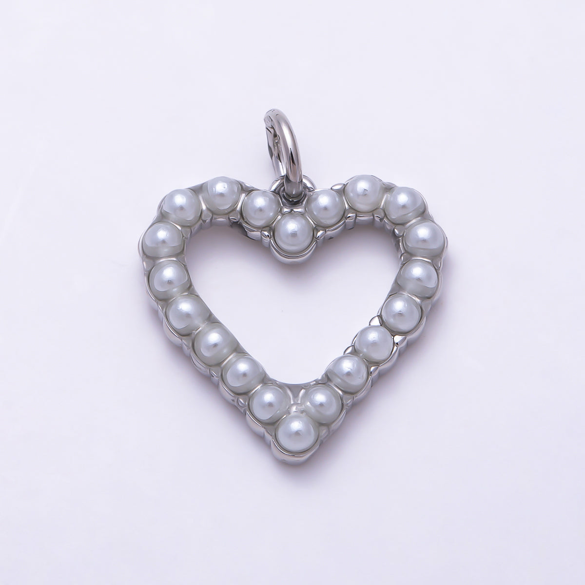 16K Gold Filled 16mm Openwork Love Heart Shell Pearl Frame Charm | Charms-01692 - Charms-01693