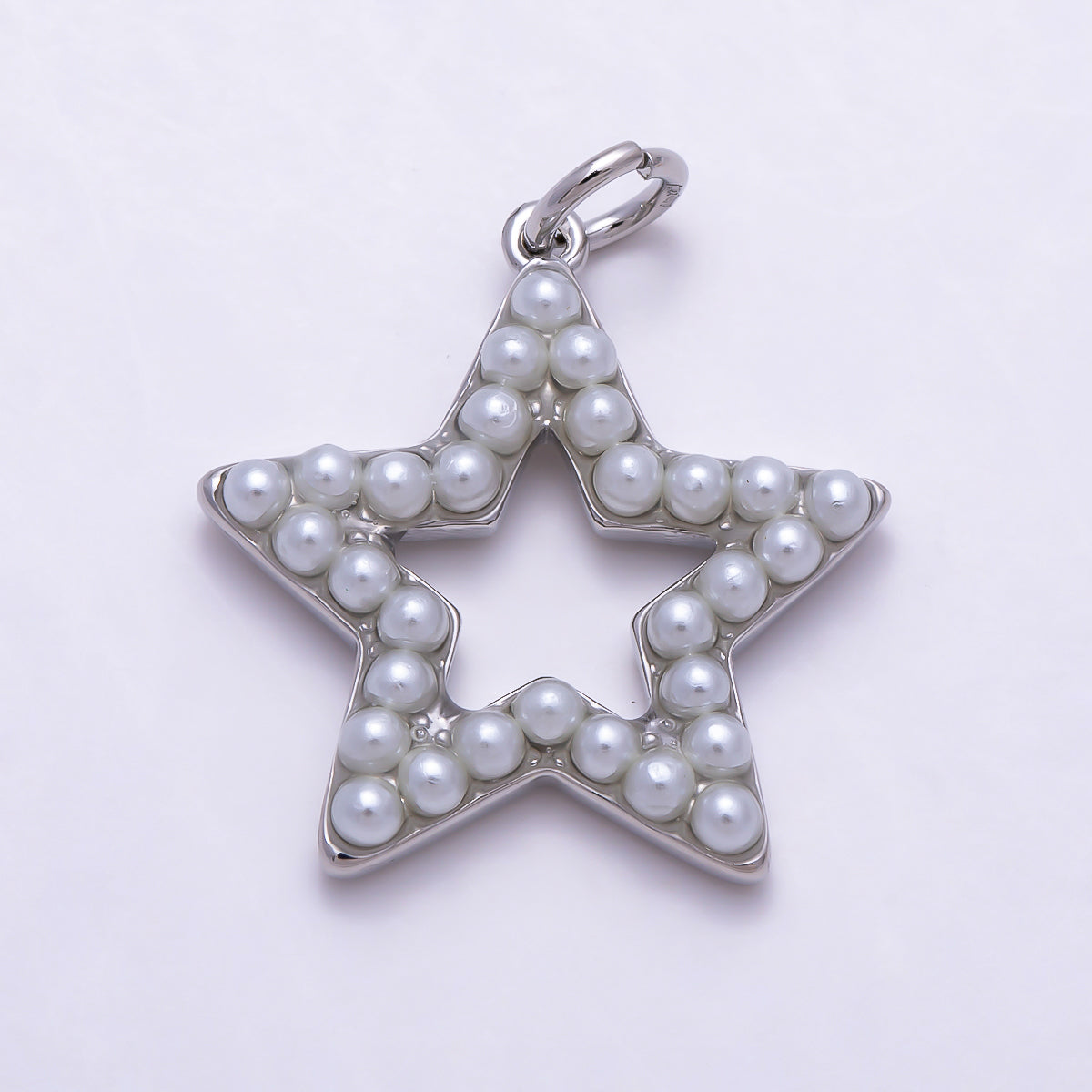 16K Gold Filled 20mm Openwork Celestial Star Shell Pearl Frame Charm | Charms-01696 - Charms-01697