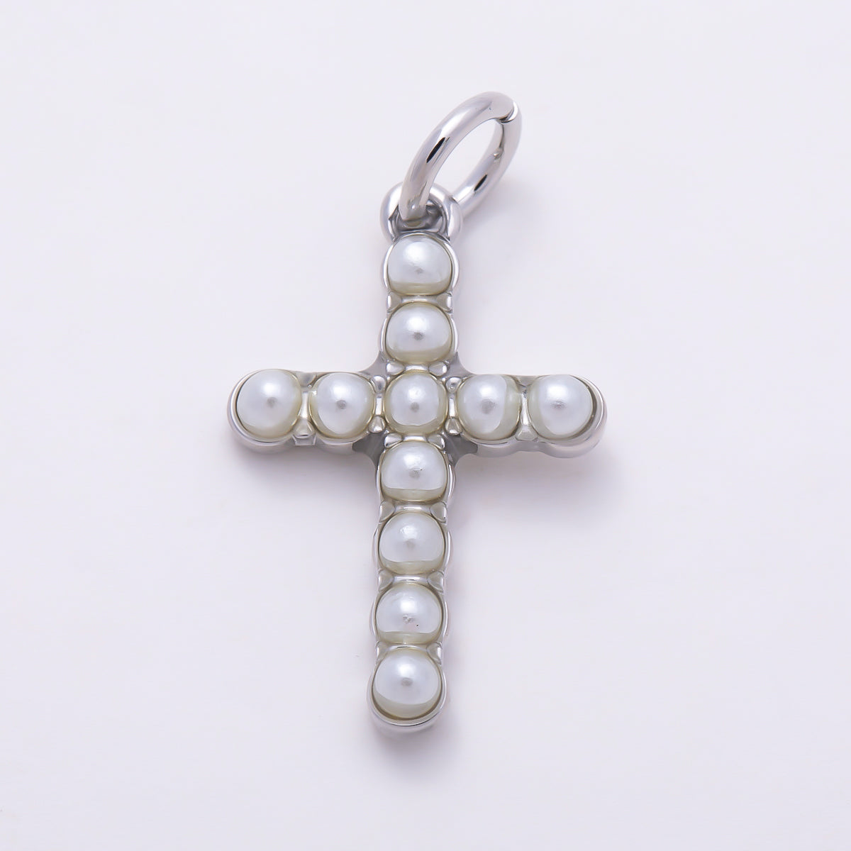 16K Gold Filled 17mm Openwork Cross Shell Pearl Frame Religious Charm | Charms-01698 - Charms-01699