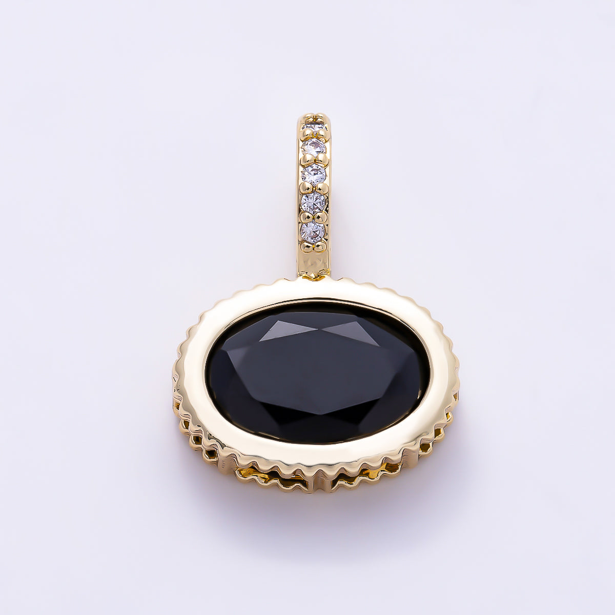 16K Gold Filled 20mm Oval Birthstone CZ Micro Paved Bail Pendant | Charms-01712 - Charms-01723