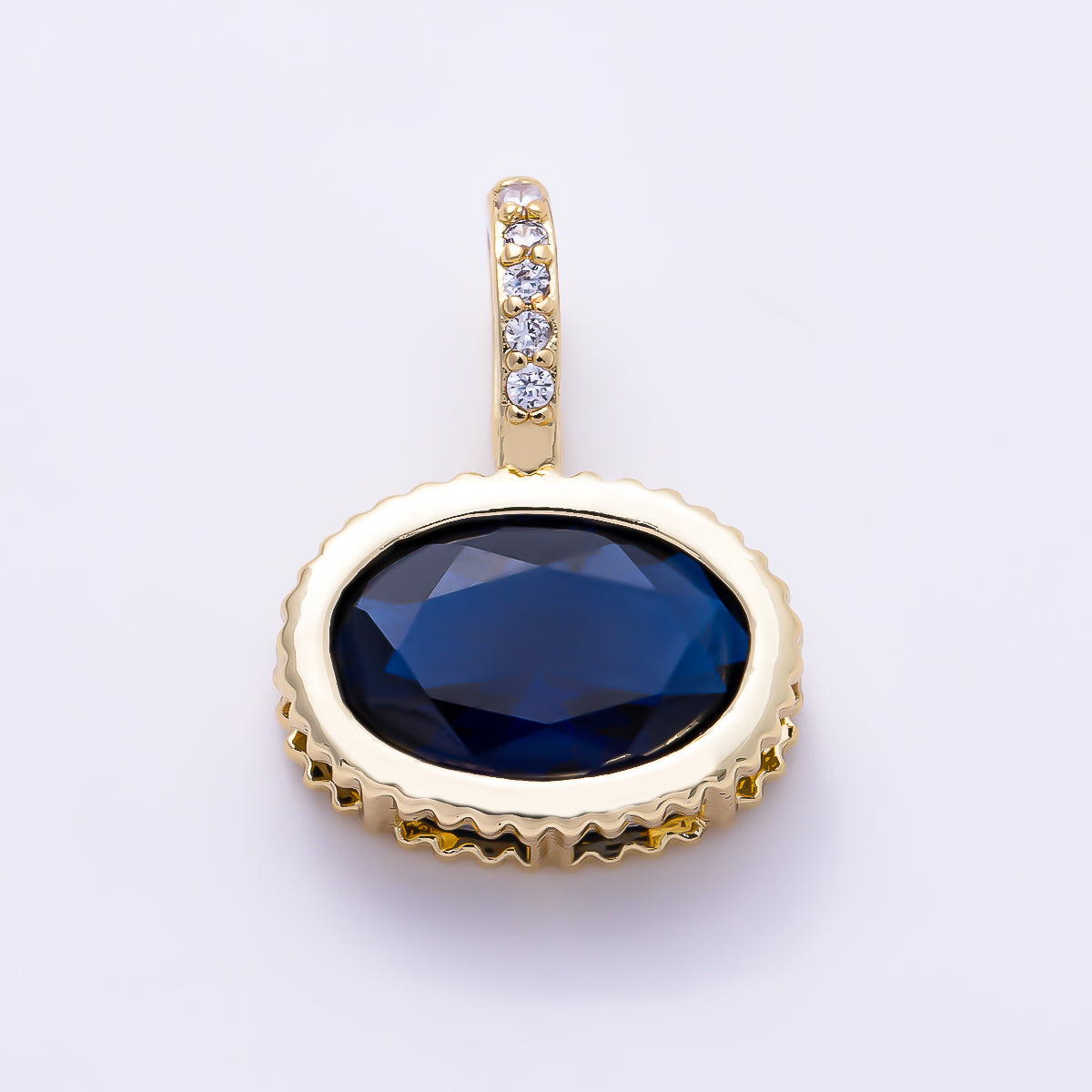 16K Gold Filled 20mm Oval Birthstone CZ Micro Paved Bail Pendant | Charms-01712 - Charms-01723