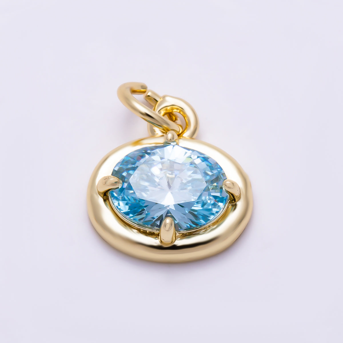16K Gold Filled 11mm Oval CZ Faceted Birthstone Bezel Charm | Charms-01794 - Charms-01804