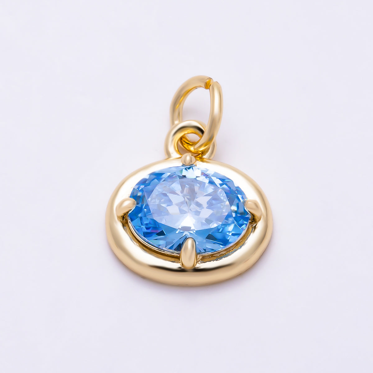 16K Gold Filled 11mm Oval CZ Faceted Birthstone Bezel Charm | Charms-01794 - Charms-01804