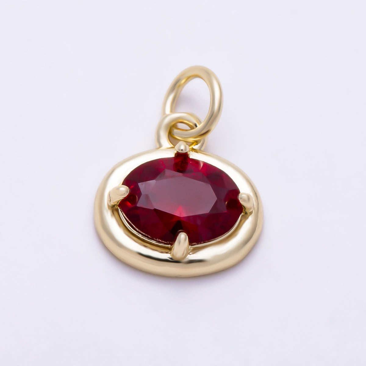 16K Gold Filled 11mm Oval CZ Faceted Birthstone Bezel Charm | Charms-01794 - Charms-01804