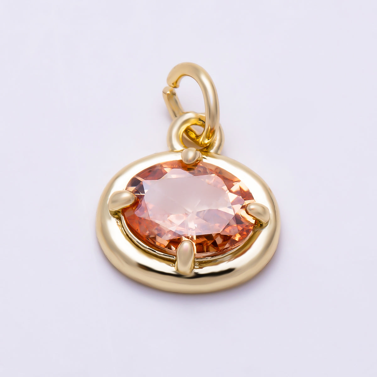 16K Gold Filled 11mm Oval CZ Faceted Birthstone Bezel Charm | Charms-01794 - Charms-01804