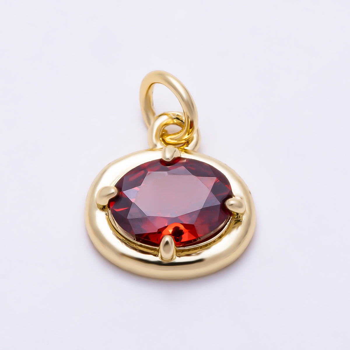 16K Gold Filled 11mm Oval CZ Faceted Birthstone Bezel Charm | Charms-01794 - Charms-01804