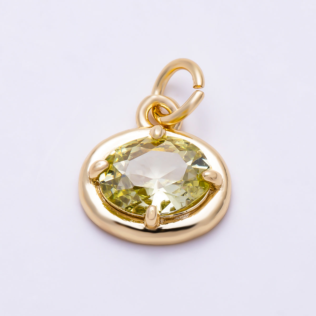 16K Gold Filled 11mm Oval CZ Faceted Birthstone Bezel Charm | Charms-01794 - Charms-01804