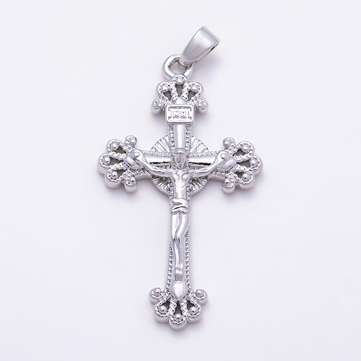 16K Gold Filled 36mm Traditional Crucifix Cross Religious Pendant in Gold & Silver | Charms-01843 - Charms-01844