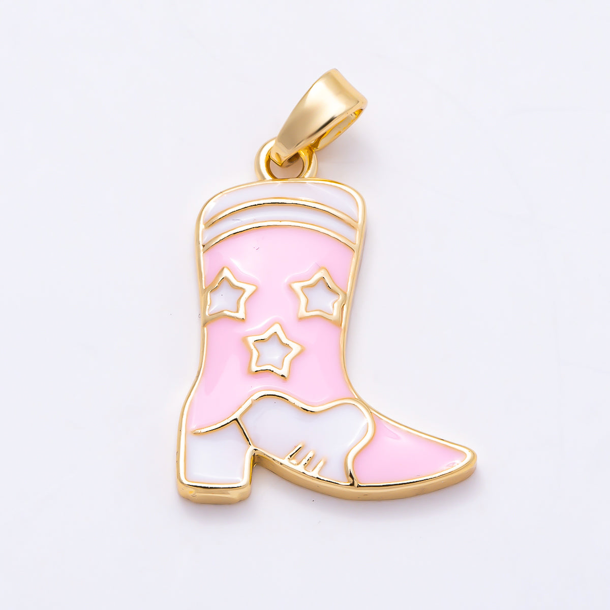 16K Gold Filled 19mm Pink and Navy Western Cowboy Boot Enamel Pendant | Charms-01885 - Charms-01886
