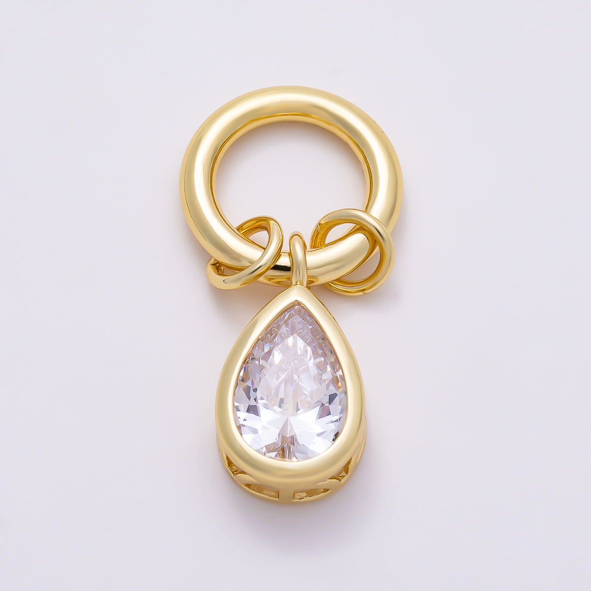 16K Gold Filled 18mm Clear CZ Bezel-Set Teardrop Mini Dangle Charm | Charms-01909