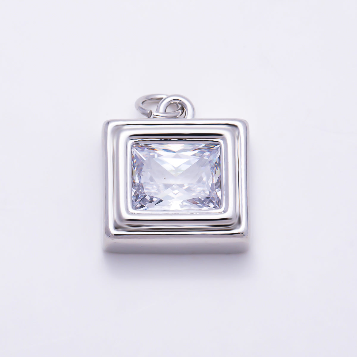 16K Gold Filled 16mm Clear CZ Geometric Square Bezel Charm | Charms-01910 - Charms-01911