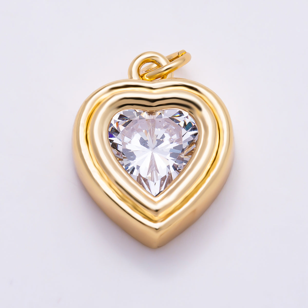 16K Gold Filled 18mm Clear CZ Geometric Square Bezel Charm | Charms-01914 - Charms-01915