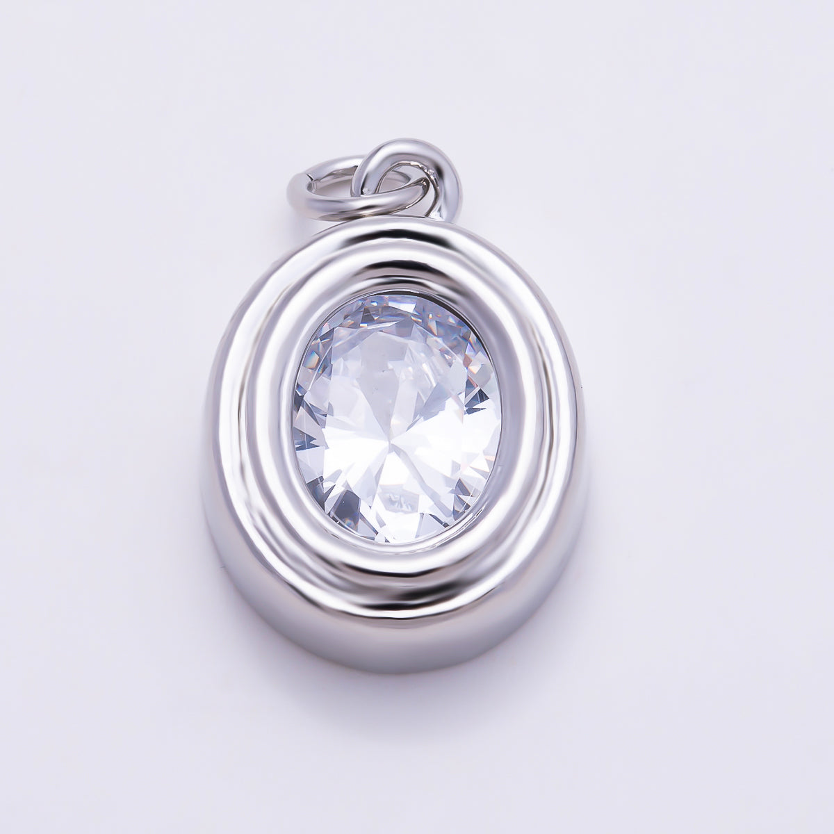 16K Gold Filled 19mm Clear CZ Oval Geometric Bezel Charm | Charms-01916 - Charms-01917